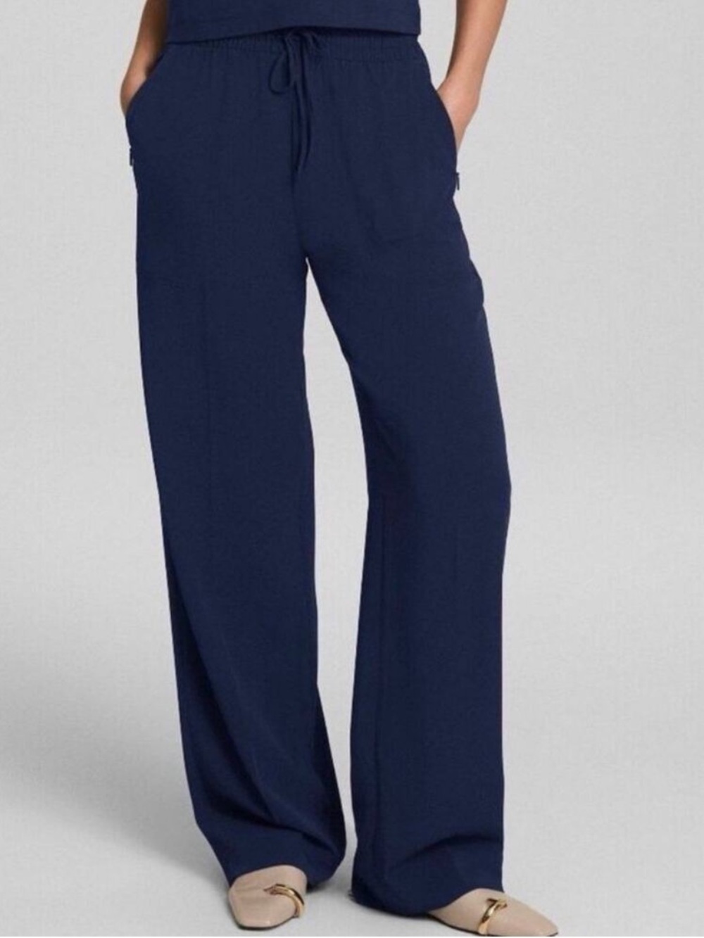NWT SPANX Travel Gab Wide Leg Pants Timeless Navy